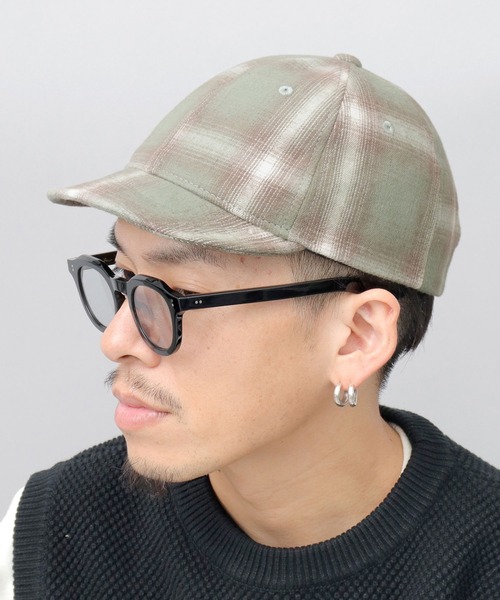最安 セール】オンブレチェック ショートバイザー（キャップ その他
