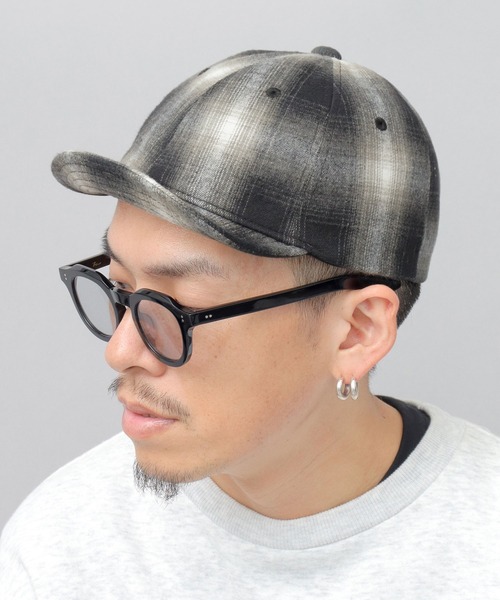 セール】オンブレチェック ショートバイザー（キャップ