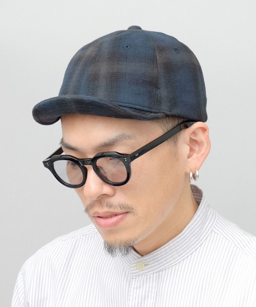 セール】オンブレチェック ショートバイザー（キャップ