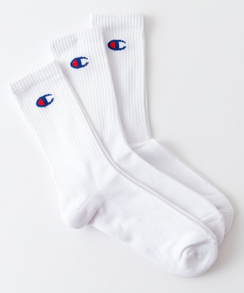 Champion(チャンピオン)の「【CHAMPION/チャンピオン】Cフルレングス ソックス 3P CMSCY004 ワンポイントロゴ 3足組 靴下(ソックス/靴下・メンズ・ブラック/ホワイト・MEDIUM)」の1枚目の写真