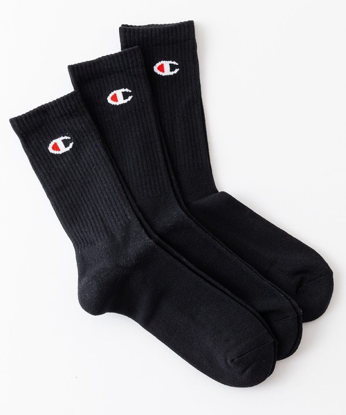 Champion(チャンピオン)の「【CHAMPION/チャンピオン】Cフルレングス ソックス 3P CMSCY004 ワンポイントロゴ 3足組 靴下(ソックス/靴下・メンズ・ブラック/ホワイト・MEDIUM)」の2枚目の写真