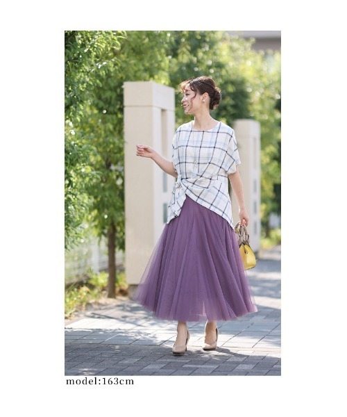 Sawa a la mode(サワアラモード)の「チェック柄アシンメトリーブラウス(シャツ/ブラウス・レディース・ブラック/ブルー・FREE)」の4枚目の写真