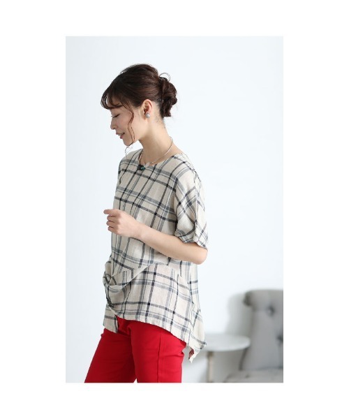 Sawa a la mode(サワアラモード)の「チェック柄アシンメトリーブラウス(シャツ/ブラウス・レディース・ブラック/ブルー・FREE)」の17枚目の写真