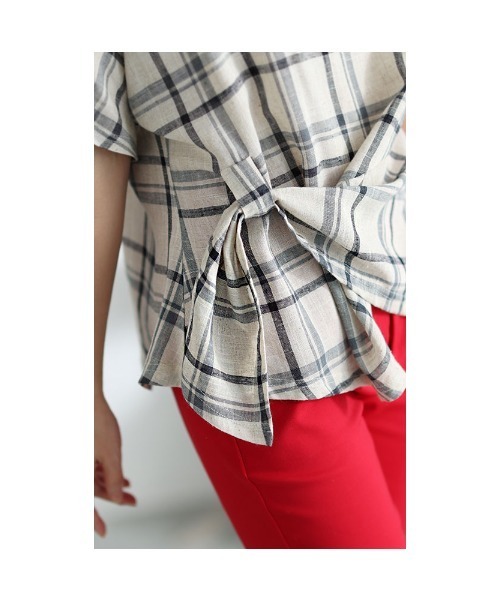 Sawa a la mode(サワアラモード)の「チェック柄アシンメトリーブラウス(シャツ/ブラウス・レディース・ブラック/ブルー・FREE)」の19枚目の写真