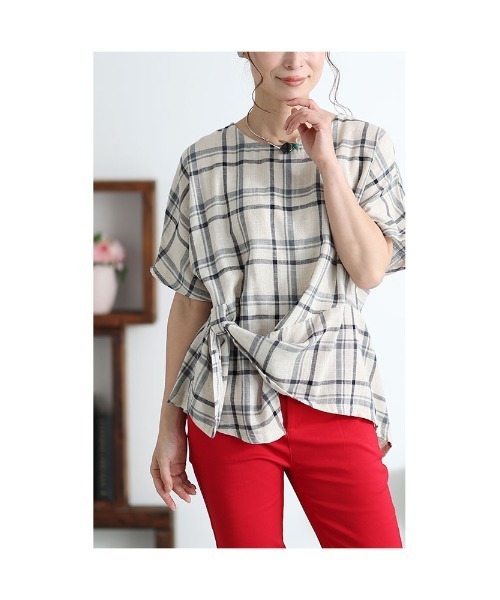 Sawa a la mode(サワアラモード)の「チェック柄アシンメトリーブラウス(シャツ/ブラウス・レディース・ブラック/ブルー・FREE)」の22枚目の写真