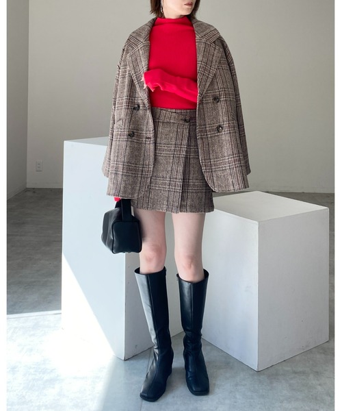 She's Closet(シーズクローゼット)の「タータンチェックハイウエスト台形スカパンミニスカート(スカート・レディース・ブラウン/ブラック・FREE)」の6枚目の写真