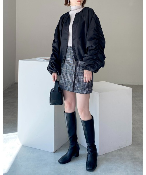 She's Closet(シーズクローゼット)の「タータンチェックハイウエスト台形スカパンミニスカート(スカート・レディース・ブラウン/ブラック・FREE)」の7枚目の写真