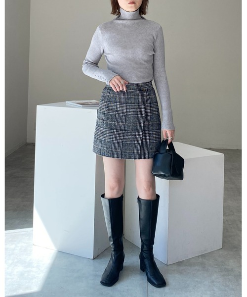 She's Closet(シーズクローゼット)の「タータンチェックハイウエスト台形スカパンミニスカート(スカート・レディース・ブラウン/ブラック・FREE)」の8枚目の写真