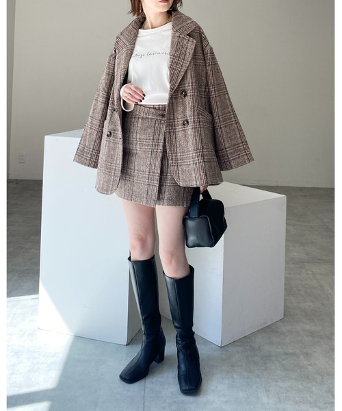 She's Closet(シーズクローゼット)の「タータンチェックハイウエスト台形スカパンミニスカート(スカート・レディース・ブラウン/ブラック・FREE)」の9枚目の写真