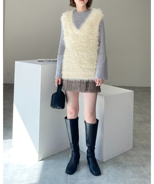 She's Closet(シーズクローゼット)の「タータンチェックハイウエスト台形スカパンミニスカート(スカート・レディース・ブラウン/ブラック・FREE)」の10枚目の写真