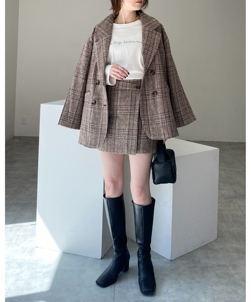 She's Closet(シーズクローゼット)の「タータンチェックハイウエスト台形スカパンミニスカート(スカート・レディース・ブラウン/ブラック・FREE)」の21枚目の写真