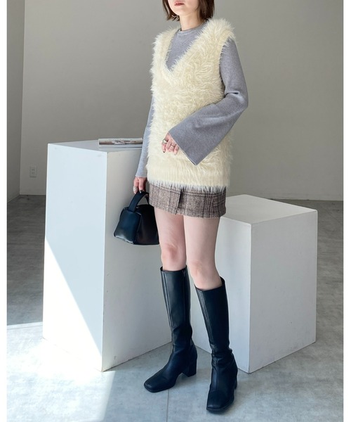 She's Closet(シーズクローゼット)の「タータンチェックハイウエスト台形スカパンミニスカート(スカート・レディース・ブラウン/ブラック・FREE)」の22枚目の写真