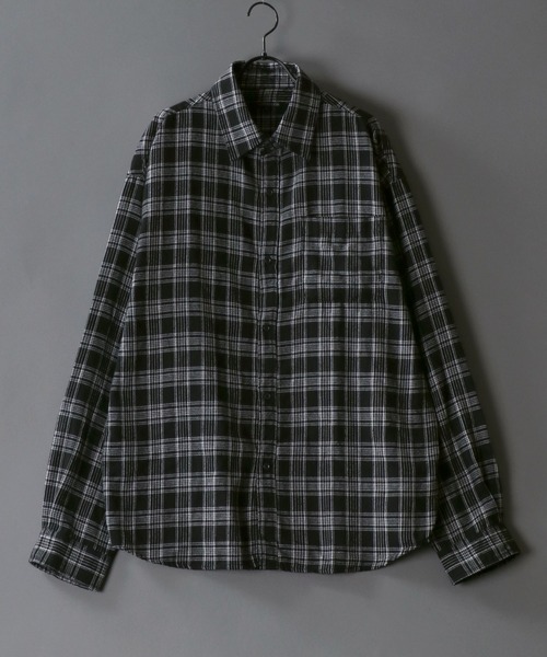 SITRY(シトリー)の「Oversize check shirt/オーバーサイズ チェックシャツ(シャツ/ブラウス・メンズ・ストライプ/ブルー/ネイビー/ブラウン/グレー/ダークネイビー/ブラック/レッド/ワイン/ベージュ/グレー系その他/ブラック系その他/ブルー系その他/チャコール/ホワイト系その他/アイボリー/ブルー系その他2/ブラウン系その他・L/M)」の4枚目の写真