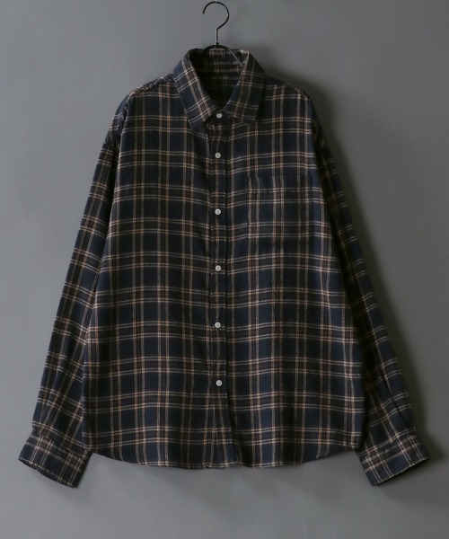 SITRY(シトリー)の「Oversize check shirt/オーバーサイズ チェックシャツ(シャツ/ブラウス・メンズ・ストライプ/ブルー/ネイビー/ブラウン/グレー/ダークネイビー/ブラック/レッド/ワイン/ベージュ/グレー系その他/ブラック系その他/ブルー系その他/チャコール/ホワイト系その他/アイボリー/ブルー系その他2/ブラウン系その他・L/M)」の13枚目の写真