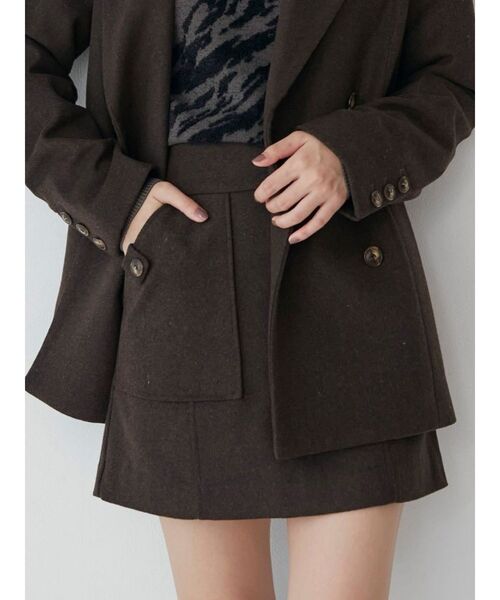 MURUA（ムルーア）の「ウールライクミニスカート（スカート・レディース・ブラウン/ダークグレー・1/2）」の10枚目の写真