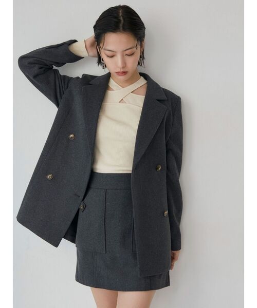 MURUA（ムルーア）の「ウールライクミニスカート（スカート・レディース・ブラウン/ダークグレー・1/2）」の12枚目の写真