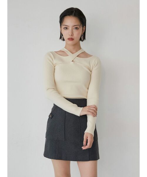 MURUA（ムルーア）の「ウールライクミニスカート（スカート・レディース・ブラウン/ダークグレー・1/2）」の7枚目の写真