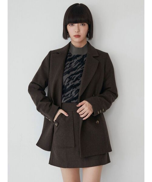 MURUA（ムルーア）の「ウールライクミニスカート（スカート・レディース・ブラウン/ダークグレー・1/2）」の5枚目の写真