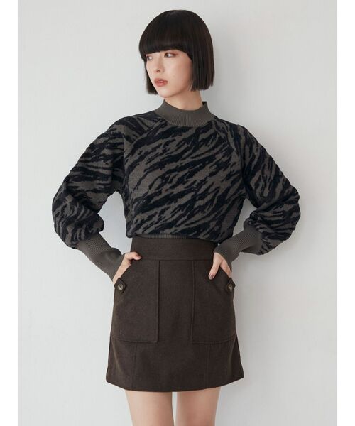 MURUA（ムルーア）の「ウールライクミニスカート（スカート・レディース・ブラウン/ダークグレー・1/2）」の3枚目の写真