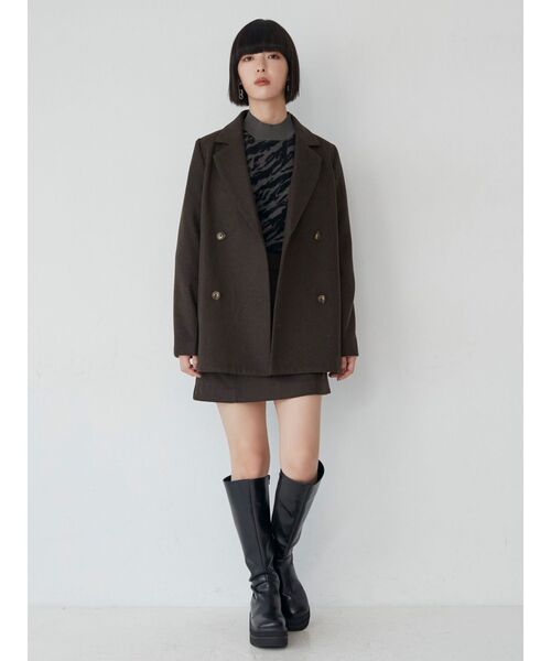 MURUA（ムルーア）の「ウールライクミニスカート（スカート・レディース・ブラウン/ダークグレー・1/2）」の4枚目の写真