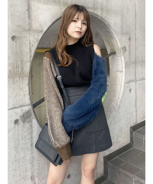 MURUA（ムルーア）の「ウールライクミニスカート（スカート・レディース・ブラウン/ダークグレー・1/2）」の11枚目の写真