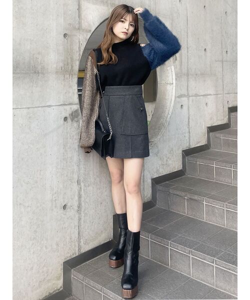 MURUA（ムルーア）の「ウールライクミニスカート（スカート・レディース・ブラウン/ダークグレー・1/2）」の13枚目の写真