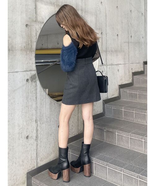 MURUA（ムルーア）の「ウールライクミニスカート（スカート・レディース・ブラウン/ダークグレー・1/2）」の14枚目の写真