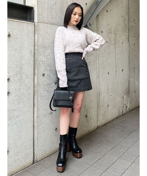 MURUA（ムルーア）の「ウールライクミニスカート（スカート・レディース・ブラウン/ダークグレー・1/2）」の22枚目の写真