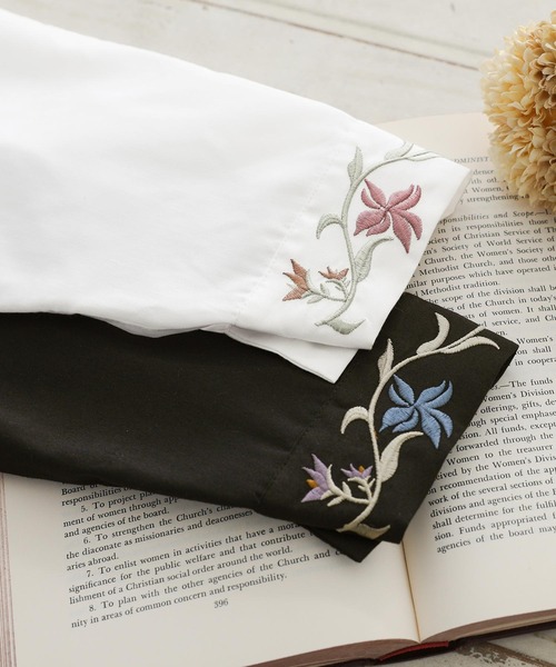 osharewalker（オシャレウォーカー）の「『オリジナル刺繍カラーシャツ』（シャツ/ブラウス・レディース・ブラック/オフホワイト・1/2）」の14枚目の写真