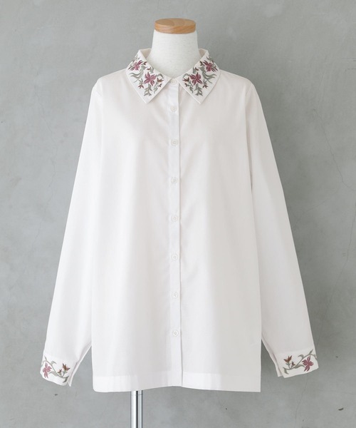 osharewalker（オシャレウォーカー）の「『オリジナル刺繍カラーシャツ』（シャツ/ブラウス・レディース・ブラック/オフホワイト・1/2）」の19枚目の写真