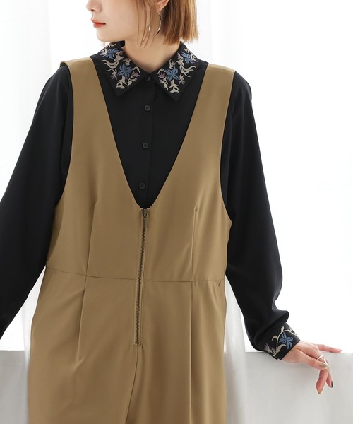 osharewalker（オシャレウォーカー）の「『オリジナル刺繍カラーシャツ』（シャツ/ブラウス・レディース・ブラック/オフホワイト・1/2）」の9枚目の写真