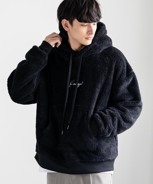 こじはる ボア パーカー プルオーバー KANGOL × Rocky Monroe 別注コラボ ロゴ刺繍ボアフリースプルオーバー
