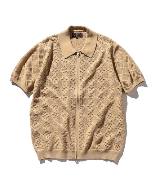 BEAMS PLUS（ビームスプラス）の「BEAMS PLUS / メッシュ ジップ ニット ポロシャツ（ポロシャツ・メンズ・ベージュ/ブラック/サックスブルー/イエロー系その他6・M/XL/L/S）」の3枚目の写真