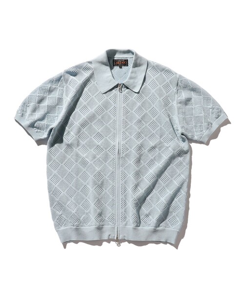 BEAMS PLUS（ビームスプラス）の「BEAMS PLUS / メッシュ ジップ ニット ポロシャツ（ポロシャツ・メンズ・ベージュ/ブラック/サックスブルー/イエロー系その他6・M/XL/L/S）」の4枚目の写真