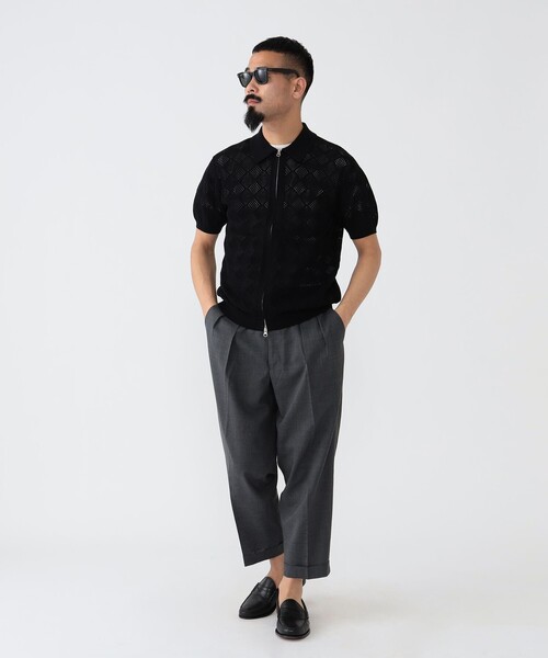 BEAMS PLUS（ビームスプラス）の「BEAMS PLUS / メッシュ ジップ ニット ポロシャツ（ポロシャツ・メンズ・ベージュ/ブラック/サックスブルー/イエロー系その他6・M/XL/L/S）」の5枚目の写真