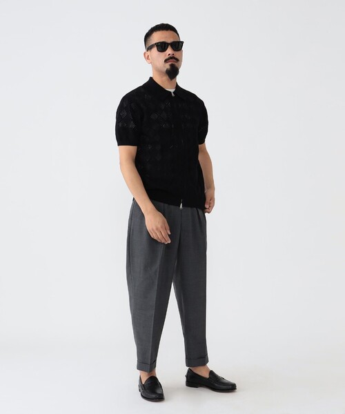 BEAMS PLUS（ビームスプラス）の「BEAMS PLUS / メッシュ ジップ ニット ポロシャツ（ポロシャツ・メンズ・ベージュ/ブラック/サックスブルー/イエロー系その他6・M/XL/L/S）」の9枚目の写真