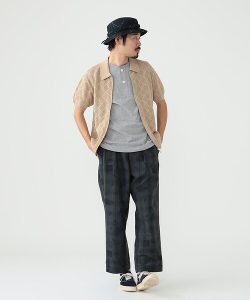 BEAMS PLUS（ビームスプラス）の「BEAMS PLUS / メッシュ ジップ ニット ポロシャツ（ポロシャツ・メンズ・ベージュ/ブラック/サックスブルー/イエロー系その他6・M/XL/L/S）」の11枚目の写真
