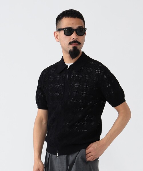BEAMS PLUS（ビームスプラス）の「BEAMS PLUS / メッシュ ジップ ニット ポロシャツ（ポロシャツ・メンズ・ベージュ/ブラック/サックスブルー/イエロー系その他6・M/XL/L/S）」の10枚目の写真