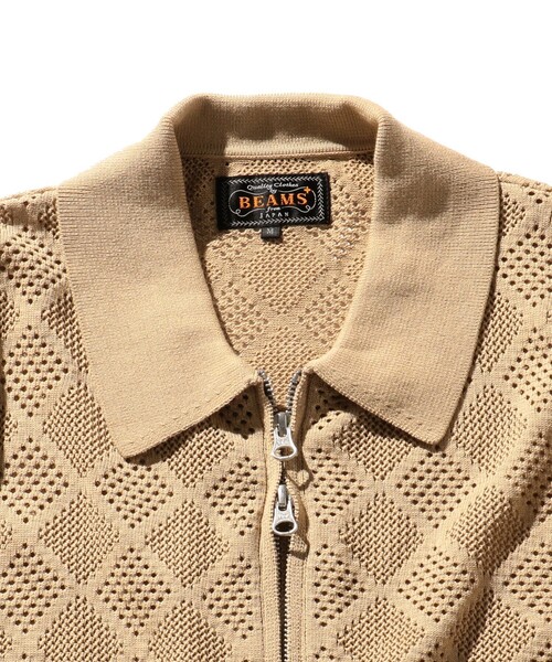 BEAMS PLUS（ビームスプラス）の「BEAMS PLUS / メッシュ ジップ ニット ポロシャツ（ポロシャツ・メンズ・ベージュ/ブラック/サックスブルー/イエロー系その他6・M/XL/L/S）」の16枚目の写真