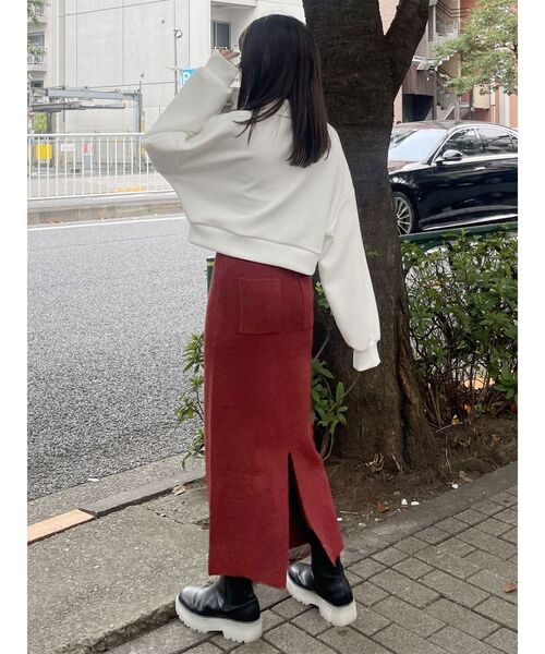 MURUA（ムルーア）の「バックスリットニットナロースカート（スカート・レディース・ブラック/グレー/ブルー/ダークオレンジ・FREE）」の15枚目の写真