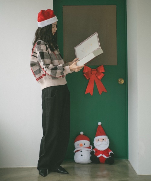 VANNIE U（ヴァニーユー）の「チェックニットプルオーバー（ニット/セーター・レディース・ブラック/ライトベージュ/ベージュ・FREE）」の14枚目の写真