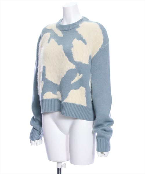 clear（クリア）の「アニマル柄ニットトップス（ニット/セーター・レディース・グレイッシュベージュ/ブルーグレー/ブラック・F）」の10枚目の写真