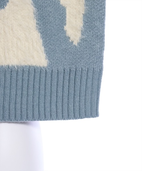 clear（クリア）の「アニマル柄ニットトップス（ニット/セーター・レディース・グレイッシュベージュ/ブルーグレー/ブラック・F）」の16枚目の写真