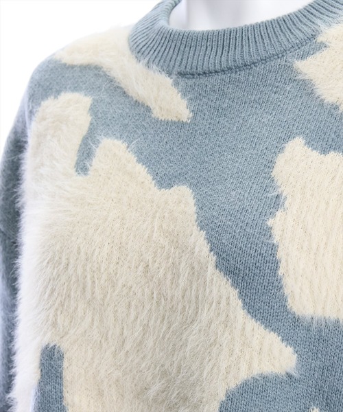 clear（クリア）の「アニマル柄ニットトップス（ニット/セーター・レディース・グレイッシュベージュ/ブルーグレー/ブラック・F）」の17枚目の写真