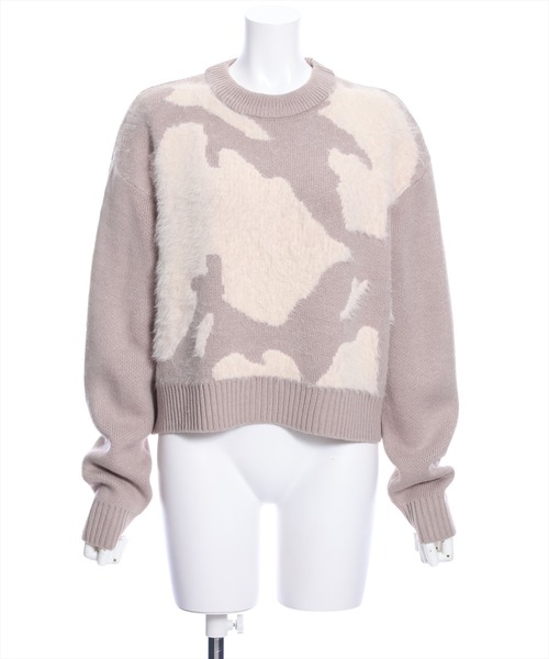 clear（クリア）の「アニマル柄ニットトップス（ニット/セーター・レディース・グレイッシュベージュ/ブルーグレー/ブラック・F）」の20枚目の写真