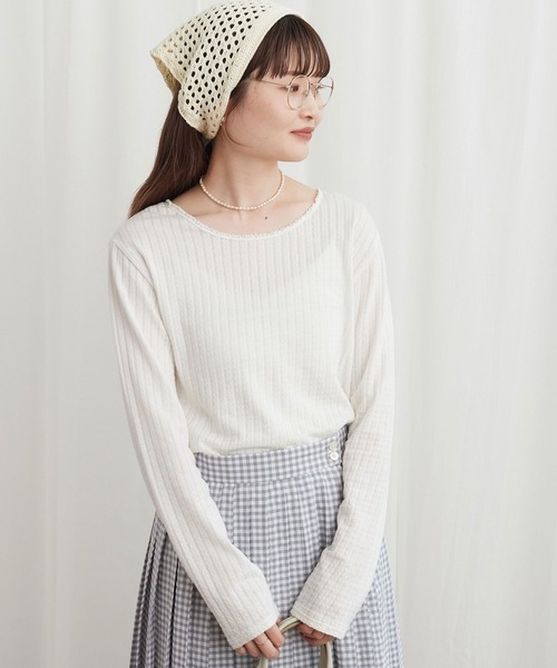 fig Ｌondon（フィグロンドン）の「_eyelet tereko long sleeve（Tシャツ/カットソー・レディース・ブラック/ホワイト・FREE）」の15枚目の写真