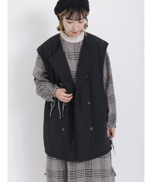 Samansa Mos2(サマンサ モスモス)の「【撥水】袖取り外し中綿コート(その他アウター・レディース・モカ/ブラック/キナリ・F)」の12枚目の写真