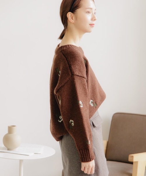 flower（フラワー）の「ウィンターブーケニット（ニット/セーター・レディース・ブラウン/アイボリー・FREE）」の13枚目の写真