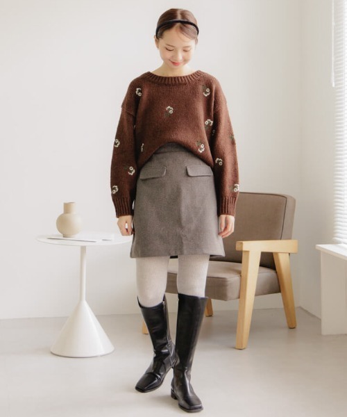 flower（フラワー）の「ウィンターブーケニット（ニット/セーター・レディース・ブラウン/アイボリー・FREE）」の14枚目の写真