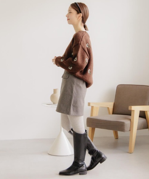 flower（フラワー）の「ウィンターブーケニット（ニット/セーター・レディース・ブラウン/アイボリー・FREE）」の16枚目の写真